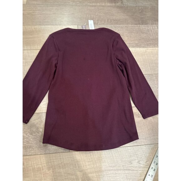 CHICOS WOMENS SIZE 0 US XS 4 3/4 SLEEVE T SHIRT NEW BURGUNDY RED NEW - Picture 6 of 6